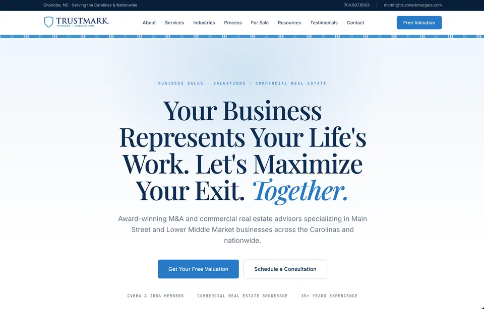 Trustmark Mergers and Acquisitions homepage